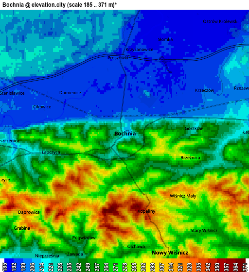 Zoom OUT 2x Bochnia, Poland elevation map