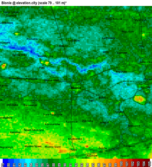 Zoom OUT 2x Błonie, Poland elevation map