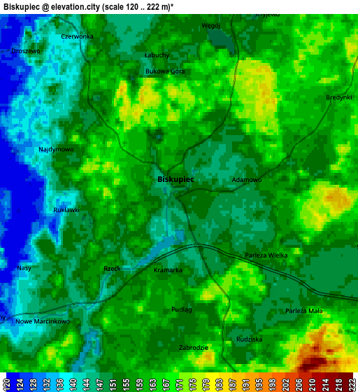 Zoom OUT 2x Biskupiec, Poland elevation map