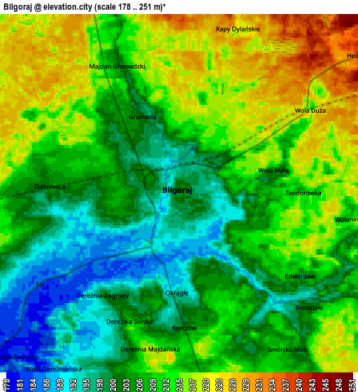 Zoom OUT 2x Biłgoraj, Poland elevation map