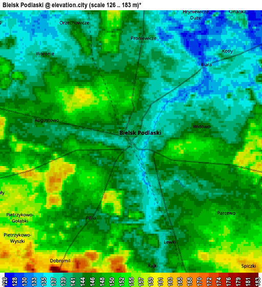 Zoom OUT 2x Bielsk Podlaski, Poland elevation map