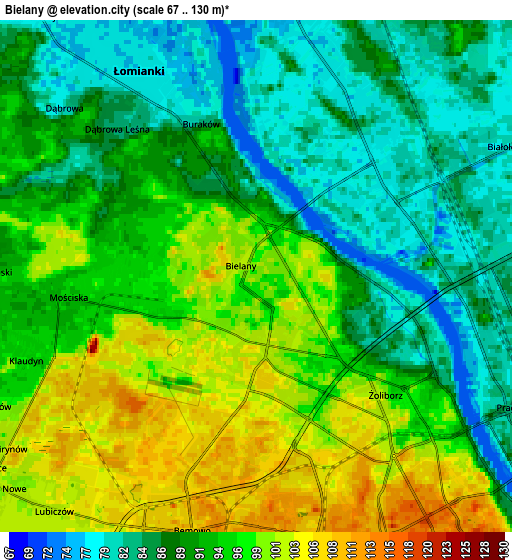 Zoom OUT 2x Bielany, Poland elevation map