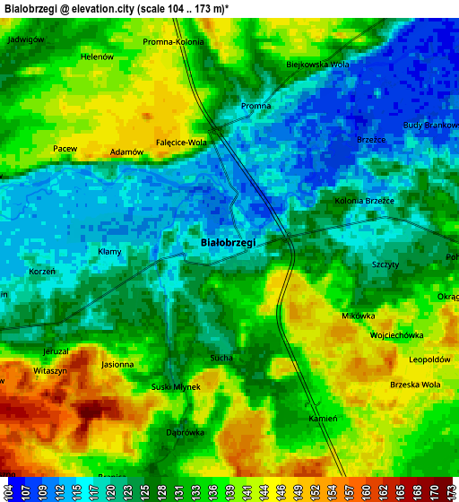 Zoom OUT 2x Białobrzegi, Poland elevation map