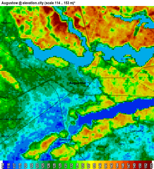 Zoom OUT 2x Augustów, Poland elevation map