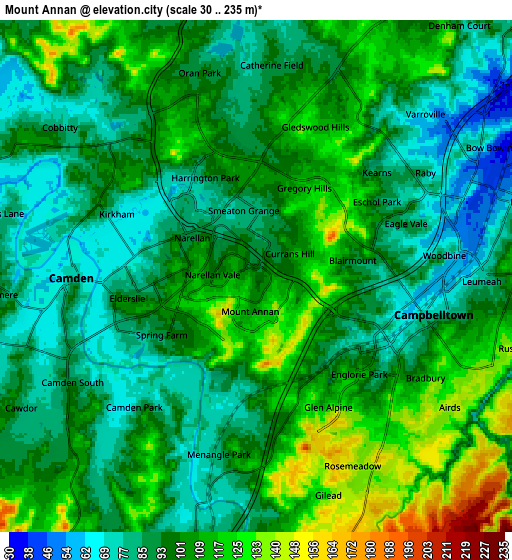 Zoom OUT 2x Mount Annan, Australia elevation map