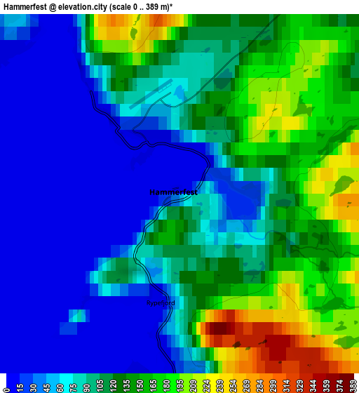 Zoom OUT 2x Hammerfest, Norway elevation map