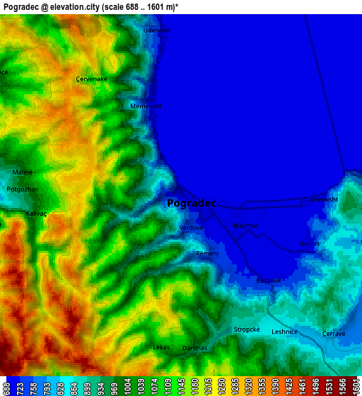 Zoom OUT 2x Pogradec, Albania elevation map