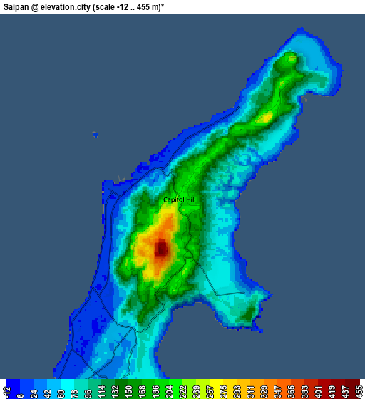Zoom OUT 2x Saipan, Northern Mariana Islands elevation map