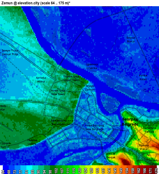 Zoom OUT 2x Zemun, Serbia elevation map