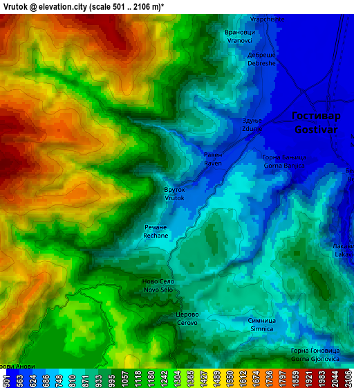 Zoom OUT 2x Vrutok, North Macedonia elevation map