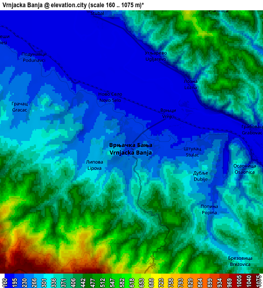 Zoom OUT 2x Vrnjačka Banja, Serbia elevation map
