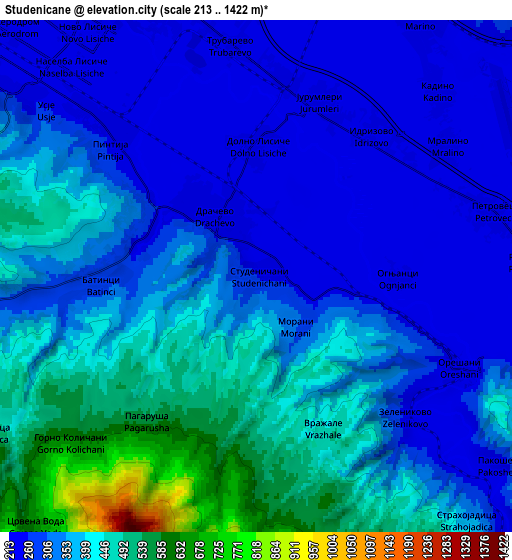 Zoom OUT 2x Studeničane, North Macedonia elevation map