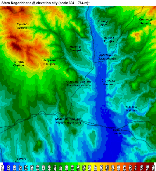 Zoom OUT 2x Старо Нагоричане, North Macedonia elevation map