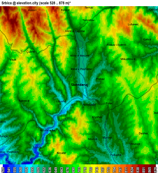 Zoom OUT 2x Srbica, Kosovo elevation map