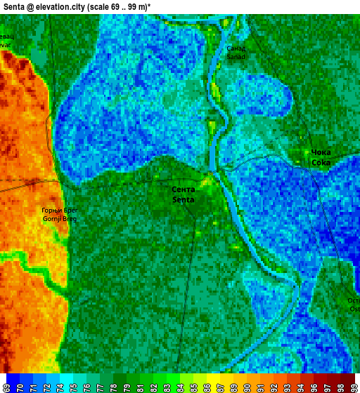 Zoom OUT 2x Senta, Serbia elevation map