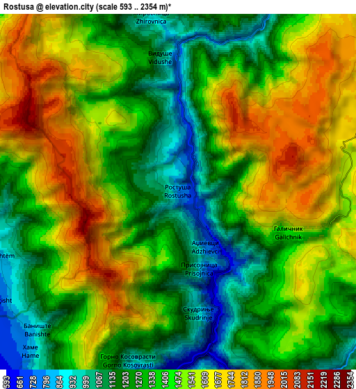 Zoom OUT 2x Rostusa, North Macedonia elevation map