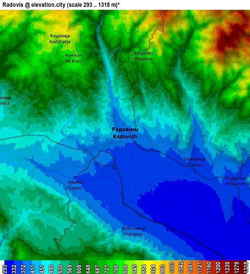 Zoom OUT 2x Radovis, North Macedonia elevation map