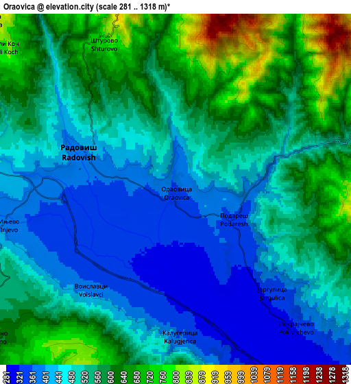 Zoom OUT 2x Oraovica, North Macedonia elevation map