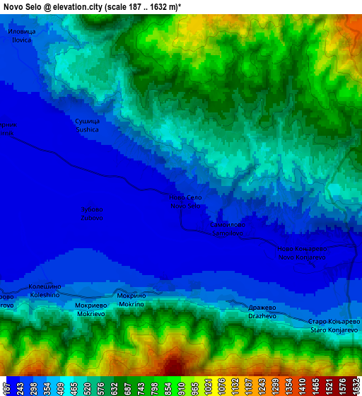 Zoom OUT 2x Novo Selo, North Macedonia elevation map