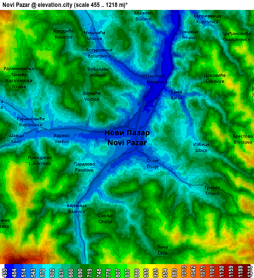 Zoom OUT 2x Novi Pazar, Serbia elevation map