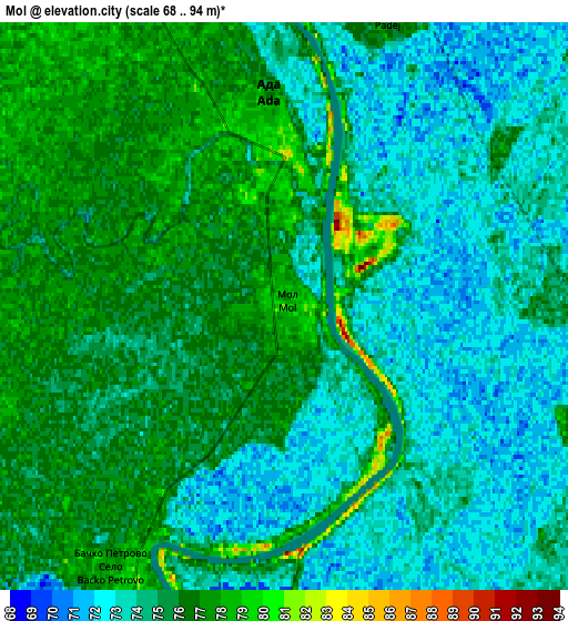 Zoom OUT 2x Mol, Serbia elevation map