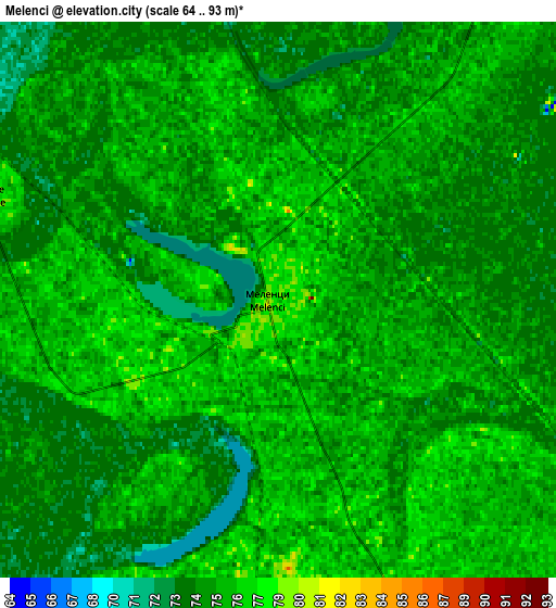 Zoom OUT 2x Melenci, Serbia elevation map