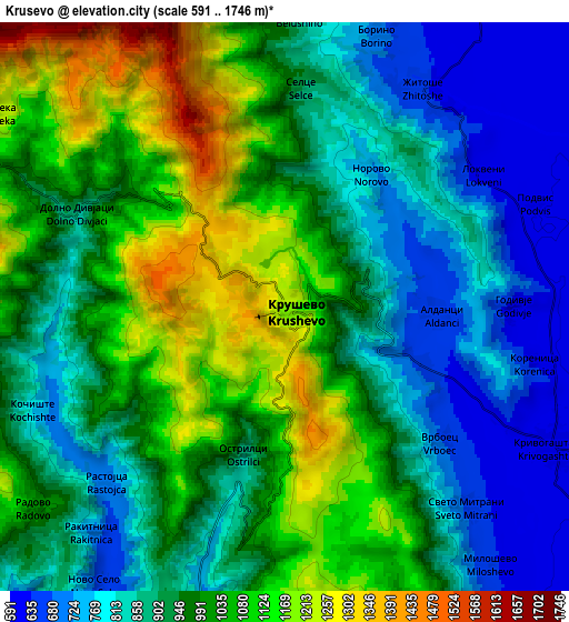 Zoom OUT 2x Krusevo, North Macedonia elevation map