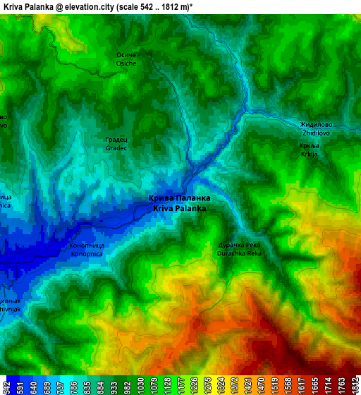 Zoom OUT 2x Kriva Palanka, North Macedonia elevation map