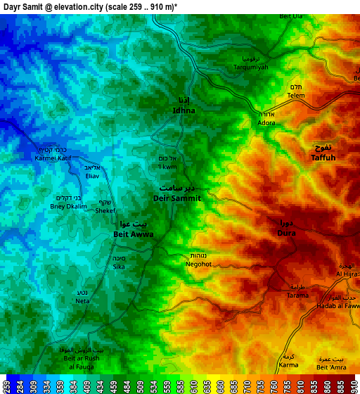 Zoom OUT 2x Dayr Sāmit, Palestinian Territory elevation map