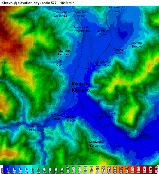 Zoom OUT 2x Kičevo, North Macedonia elevation map