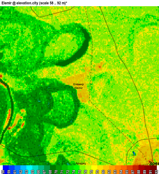 Zoom OUT 2x Elemir, Serbia elevation map