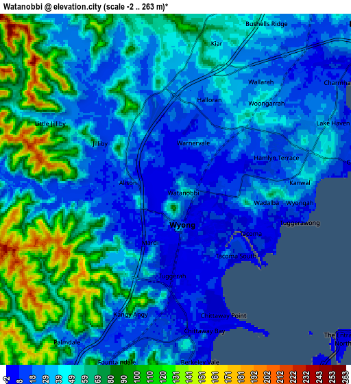 Zoom OUT 2x Watanobbi, Australia elevation map