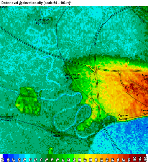 Zoom OUT 2x Dobanovci, Serbia elevation map
