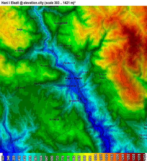 Zoom OUT 2x Hani i Elezit, Kosovo elevation map