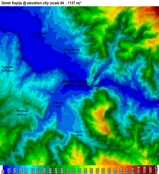 Zoom OUT 2x Demir Kapija, North Macedonia elevation map