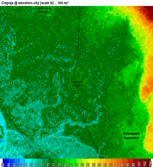 Zoom OUT 2x Crepaja, Serbia elevation map