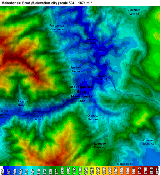 Zoom OUT 2x Makedonski Brod, North Macedonia elevation map