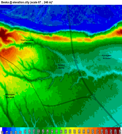 Zoom OUT 2x Beška, Serbia elevation map