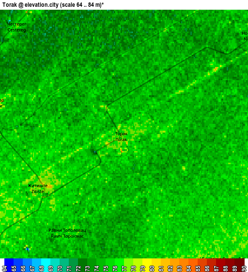 Zoom OUT 2x Torak, Serbia elevation map