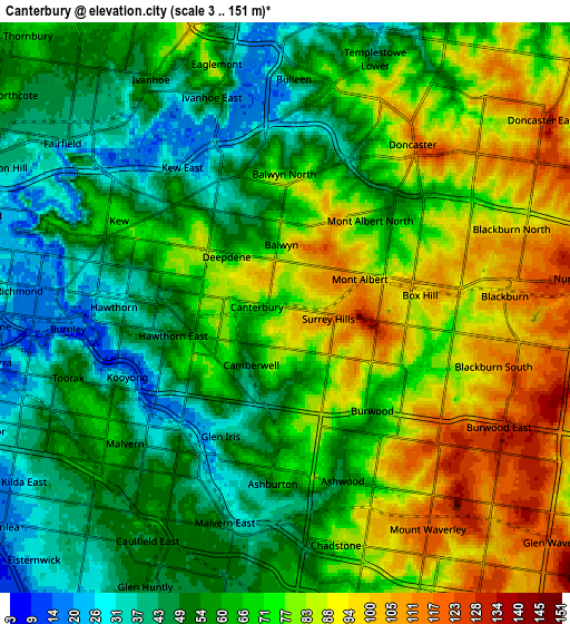 Zoom OUT 2x Canterbury, Australia elevation map