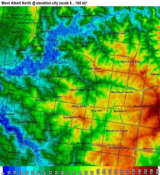 Zoom OUT 2x Mont Albert North, Australia elevation map