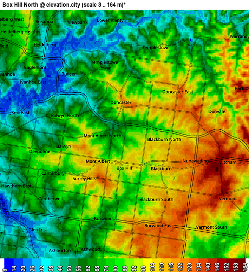 Zoom OUT 2x Box Hill North, Australia elevation map