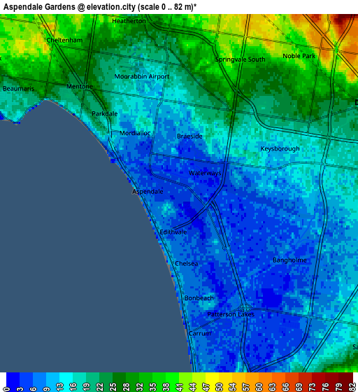 Zoom OUT 2x Aspendale Gardens, Australia elevation map