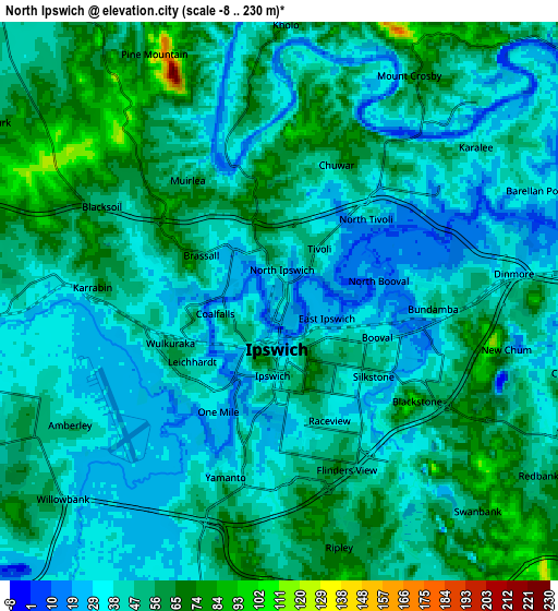 Zoom OUT 2x North Ipswich, Australia elevation map