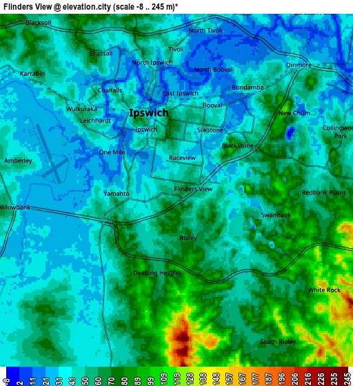 Zoom OUT 2x Flinders View, Australia elevation map