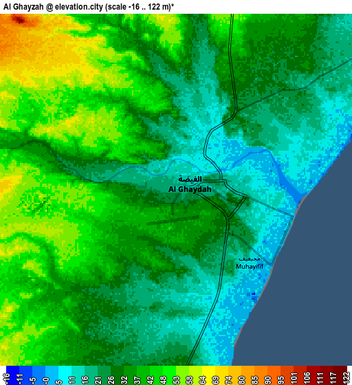 Zoom OUT 2x Al Ghayz̧ah, Yemen elevation map