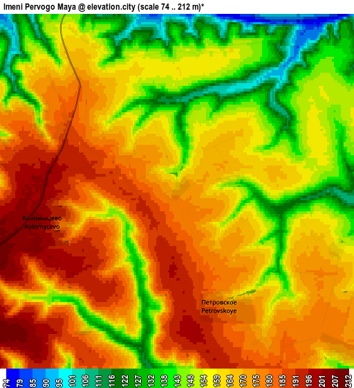 Zoom OUT 2x Imeni Pervogo Maya, Russia elevation map