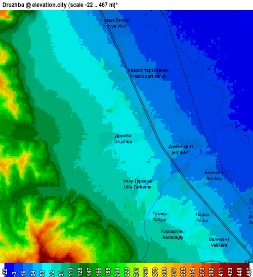 Zoom OUT 2x Druzhba, Russia elevation map