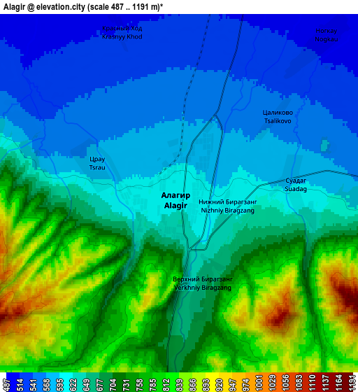 Zoom OUT 2x Alagir, Russia elevation map