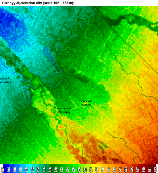 Zoom OUT 2x Yuzhnyy, Russia elevation map